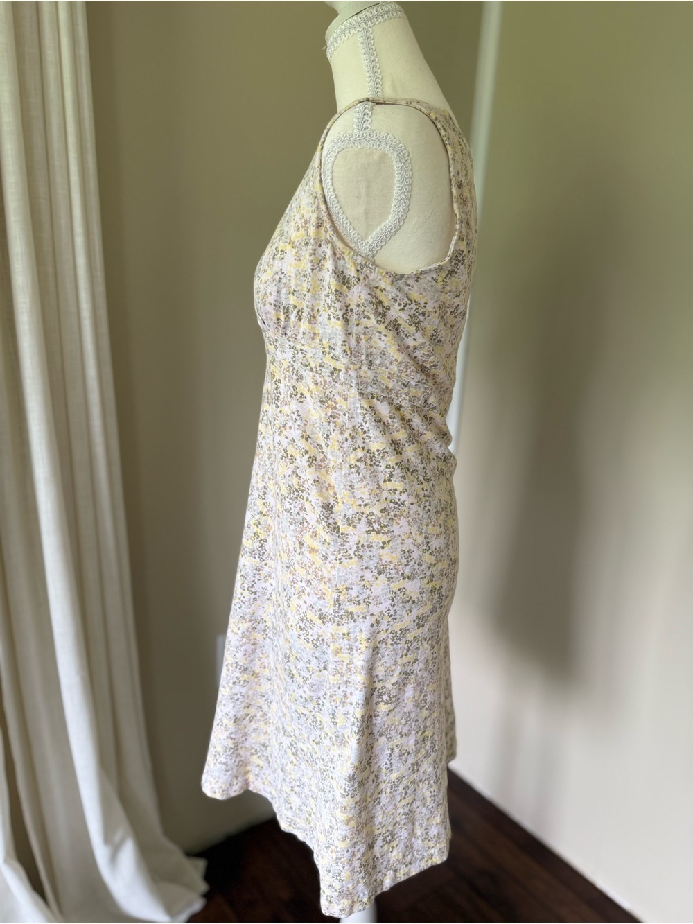 Eddie Bauer Sleeveless Floral Midi Dress Sundress White Yellow Olive Outdoor XS - Picture 4 of 7